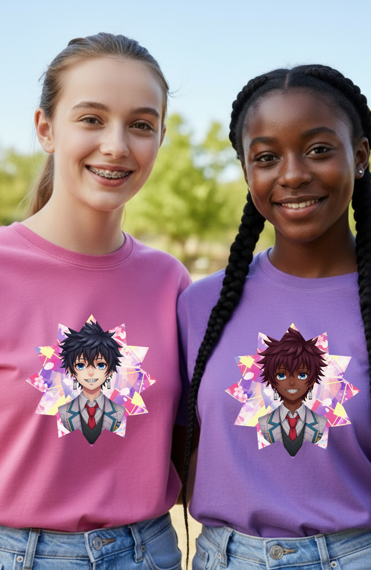 Anime Braces Black Glow Character Short Sleeve Tee (Youth Sizes)