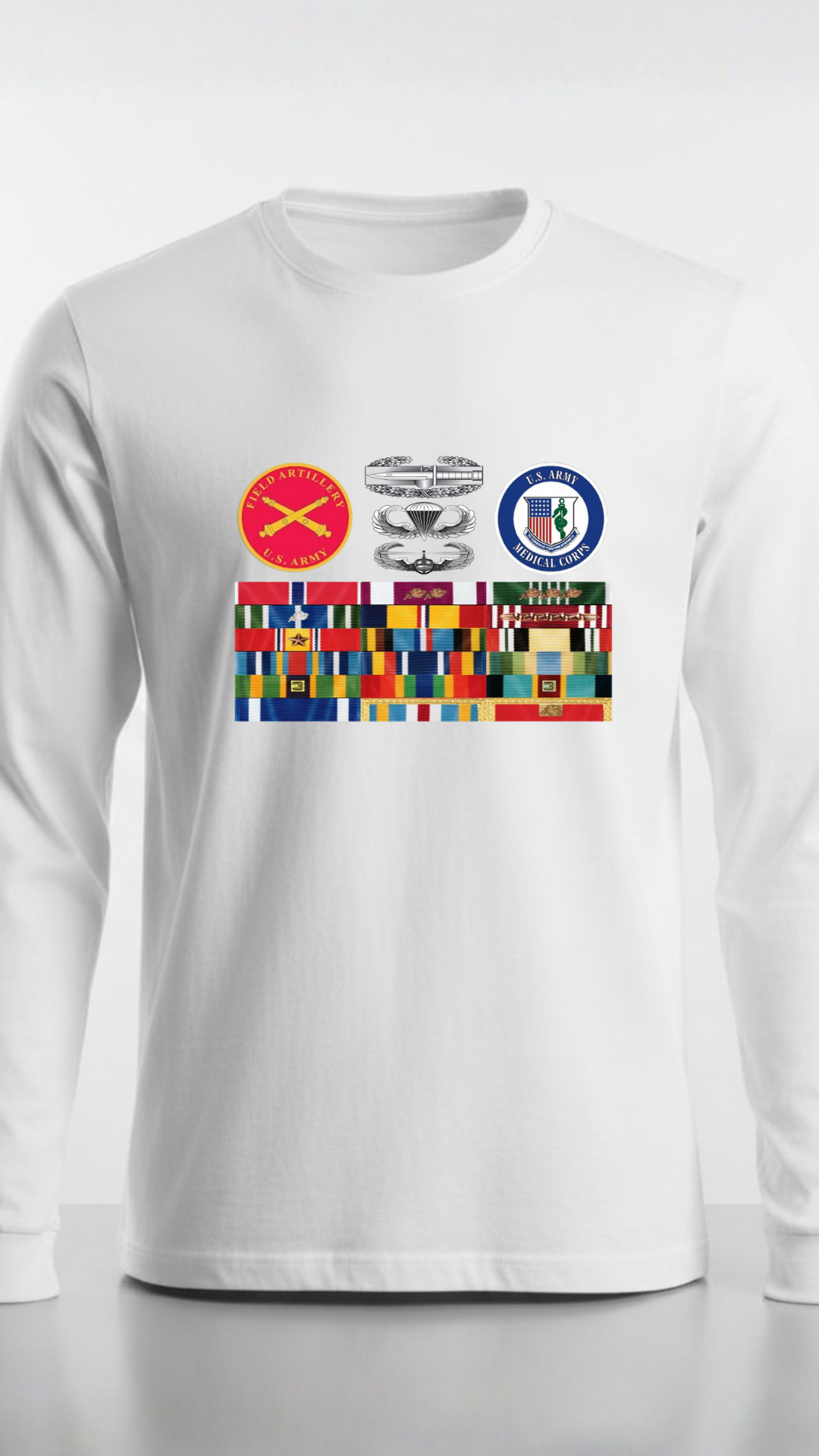Military Badge Large Display Long Sleeve T-Shirt