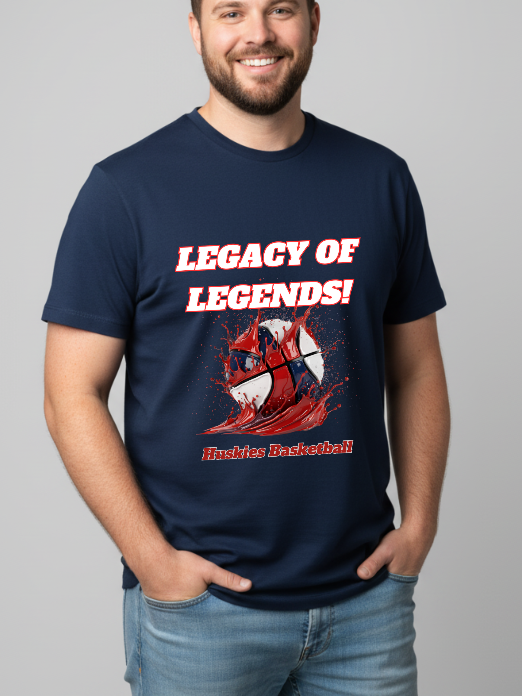 Huskies Basketball Crewneck Sweatshirts & Tees - Dark Blue