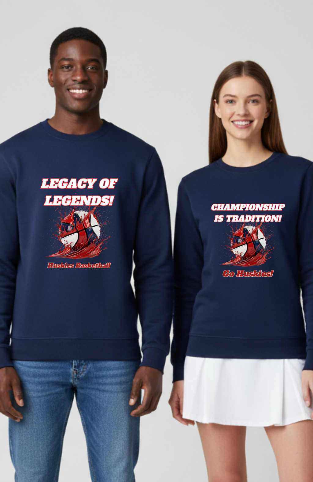 Huskies Basketball Crewneck Sweatshirts & Tees - Dark Blue